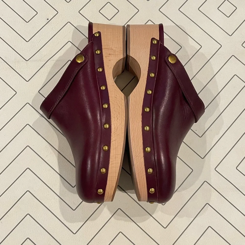J. Crew Burgundy Leather Studded Mules - Picture 4 of 13